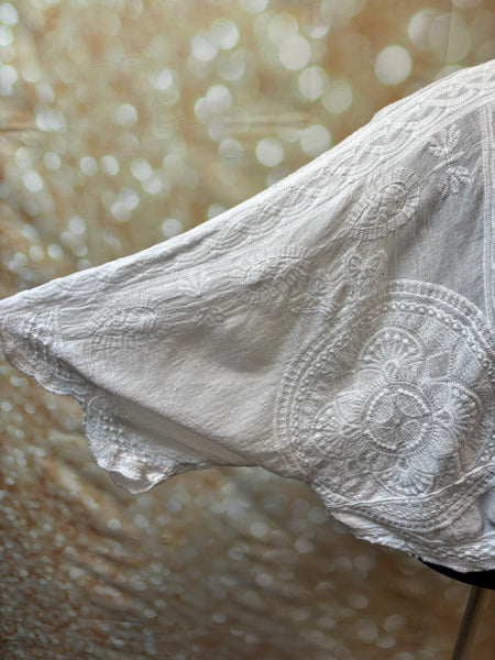 Embroidered Tie Front Top