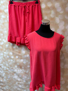 Button back shorts set