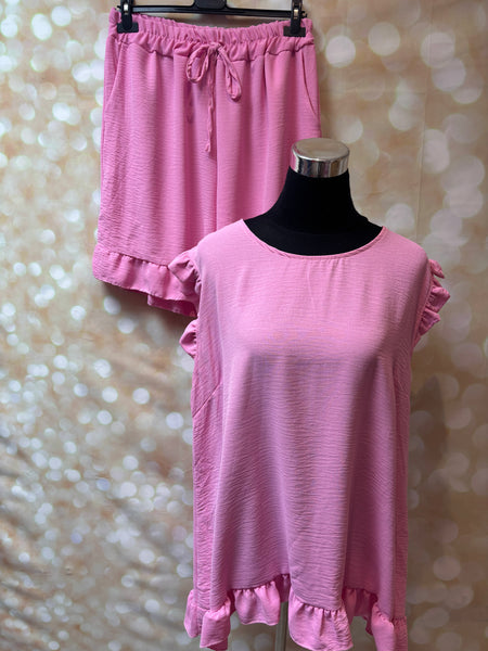 Button back shorts set