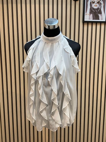 Ruffle halter neck top