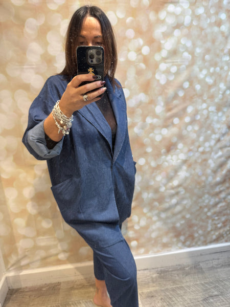 Denim 2 Piece Trouser/Blazer  Set