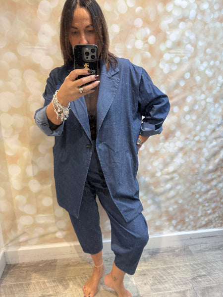 Denim 2 Piece Trouser/Blazer  Set