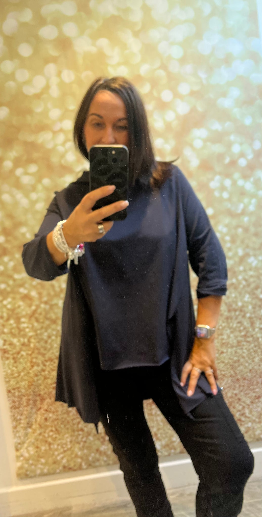 Slash Neck Overlay Jersey Top