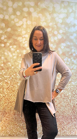 Slash Neck Overlay Jersey Top