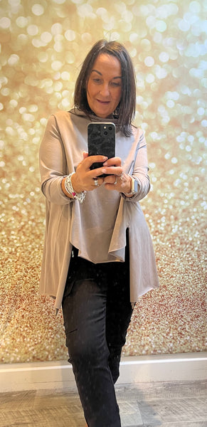 Slash Neck Overlay Jersey Top