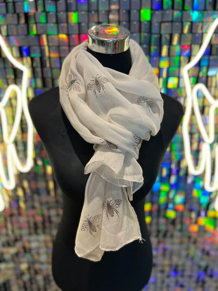 Bee print glitter scarf