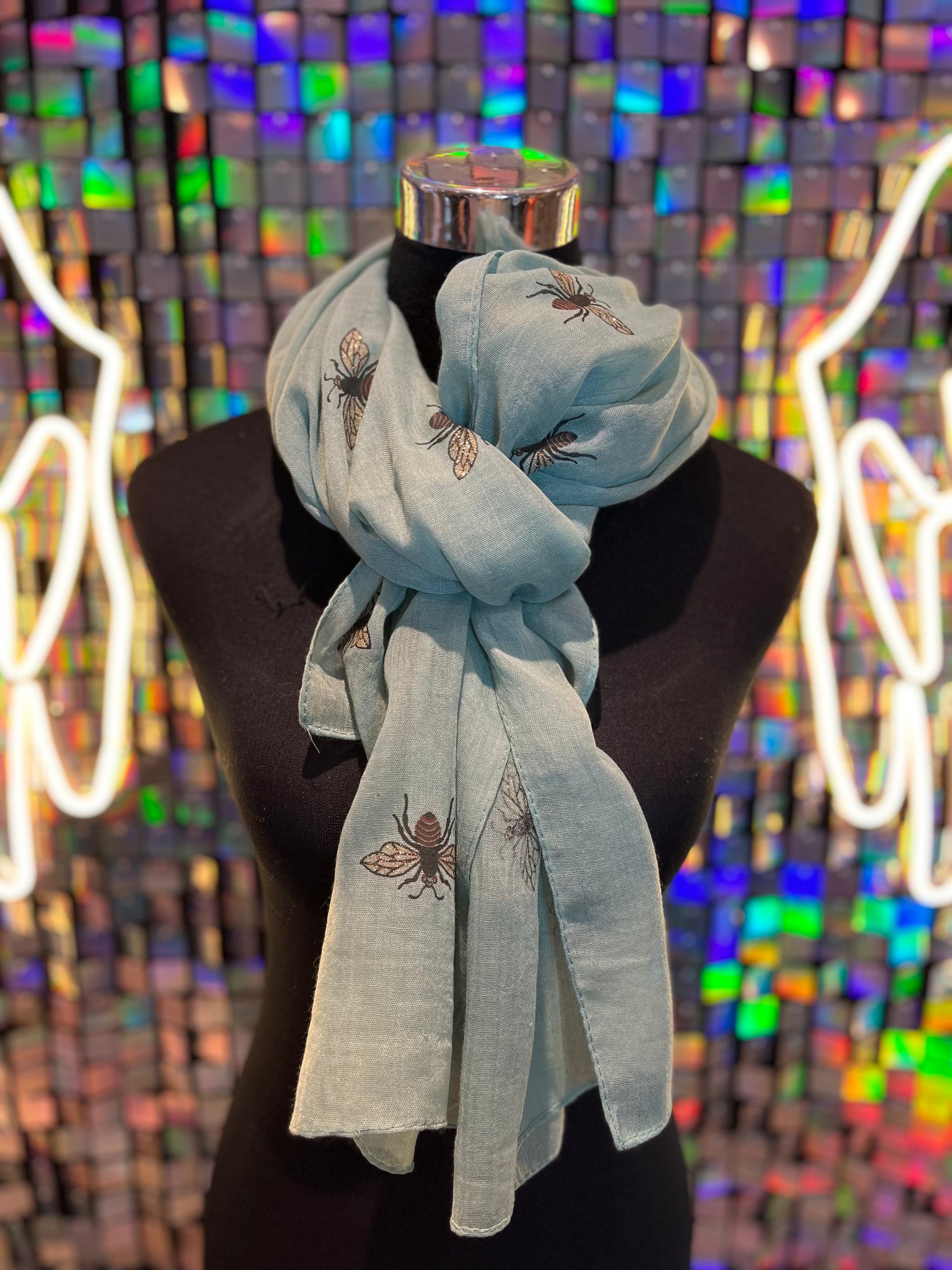 Bee print glitter scarf
