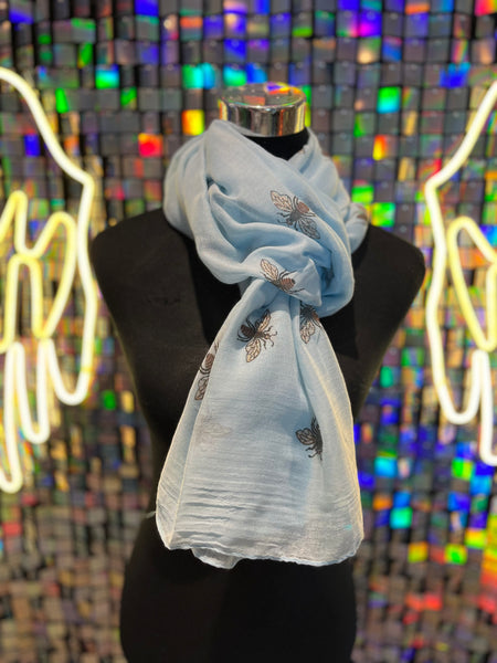 Bee print glitter scarf