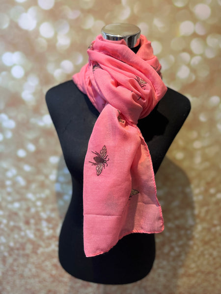 Bee print glitter scarf