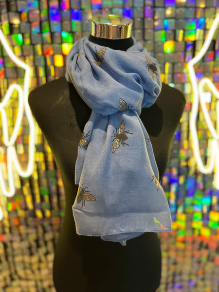 Bee print glitter scarf