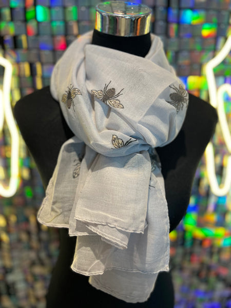 Bee print glitter scarf