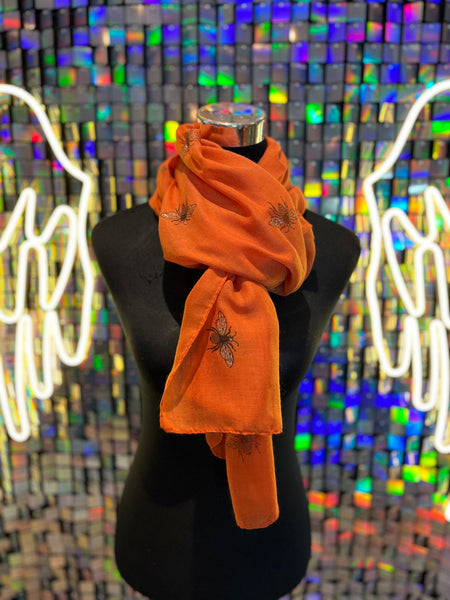 Bee print glitter scarf