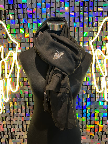 Bee print glitter scarf