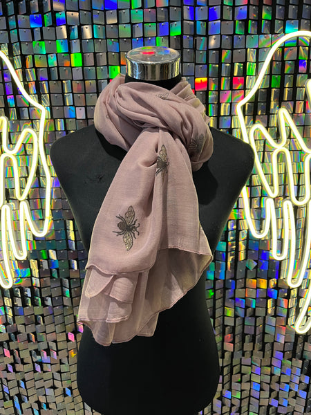 Bee print glitter scarf